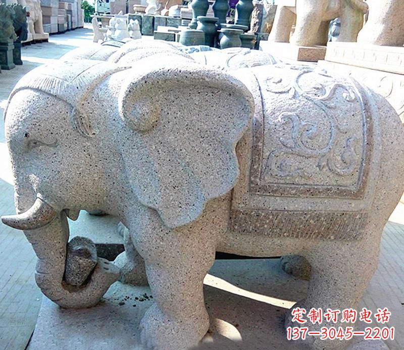 温州花岗岩元宝大象石雕,雕刻古典且充满质感