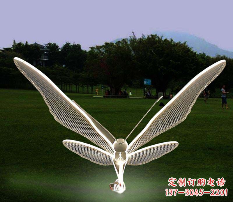 温州花园户外不锈钢照明蝴蝶雕塑
