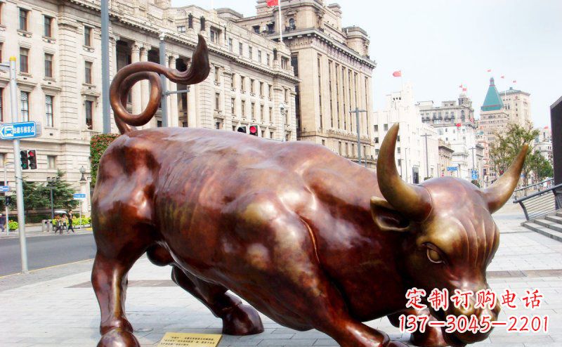 温州华尔街牛招财牛铜雕,拥有力量的象征