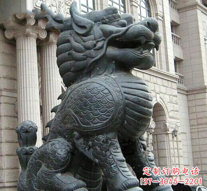 温州富有神韵的煞铜麒麟雕塑