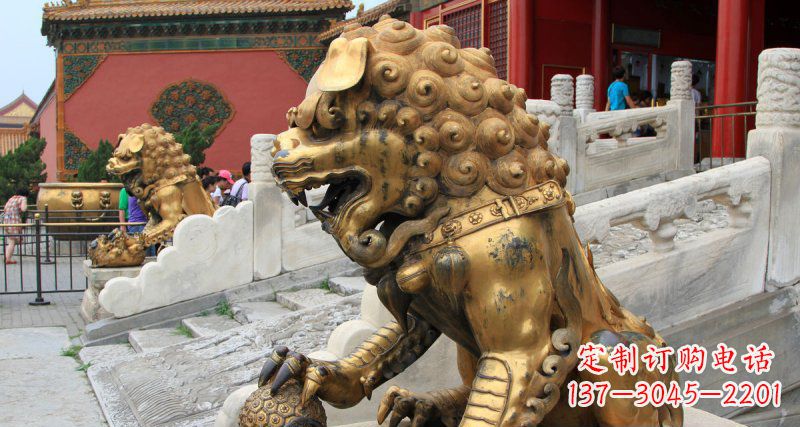 温州黄铜狮子故宫狮雕塑,高端定制艺术品