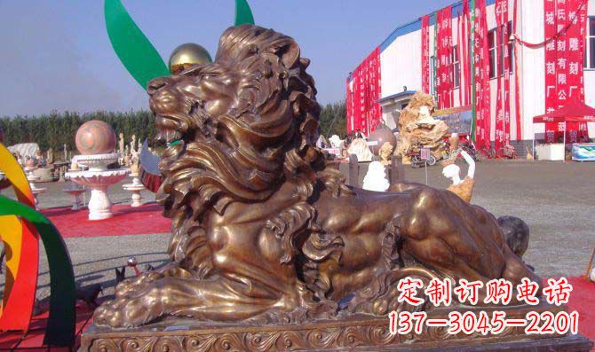 温州汇丰西洋狮子铜雕,精美华贵