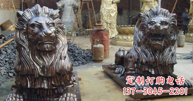 温州汇丰铜狮子雕塑,令人叹为观止