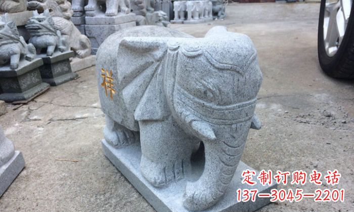 温州中领雕塑-大象门口石雕