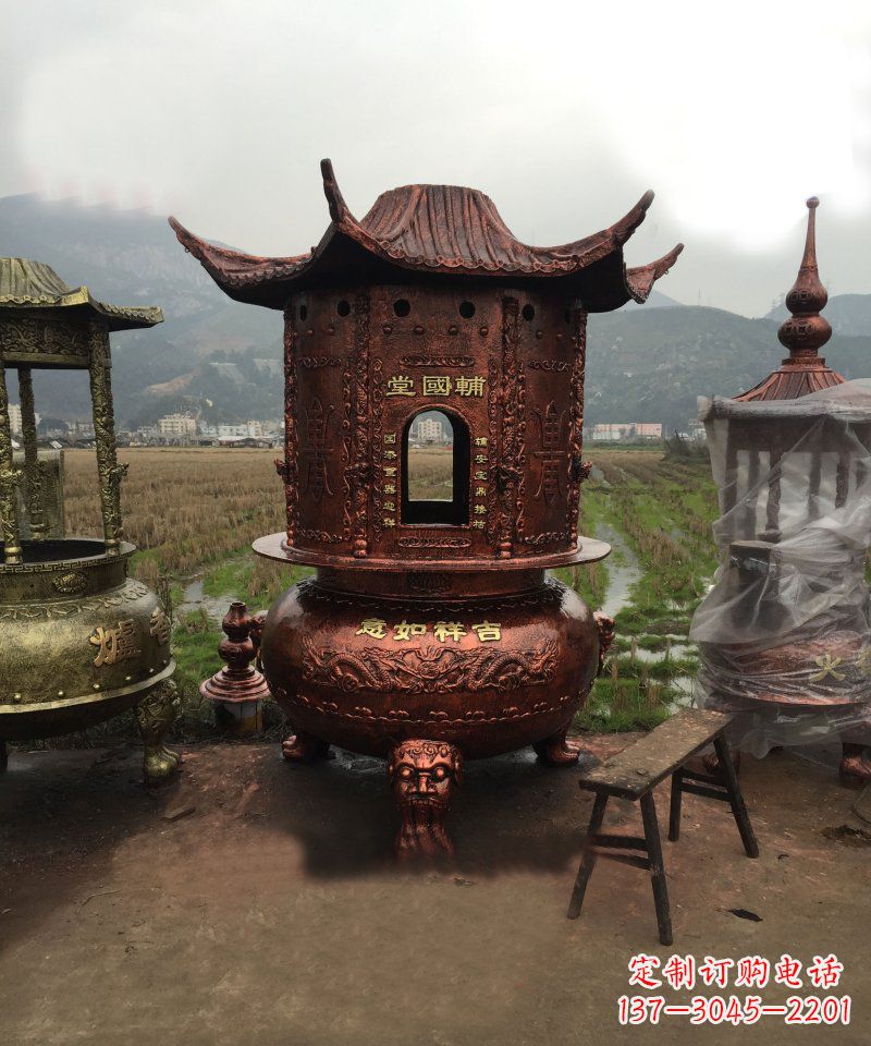 温州锻铜吉祥如意香炉雕塑