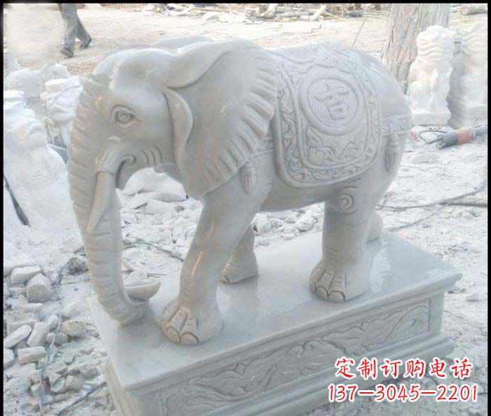 温州高端大象汉白玉雕塑