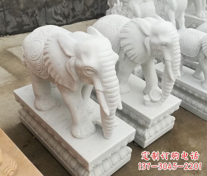 温州增添吉祥气息的玉质大象雕塑