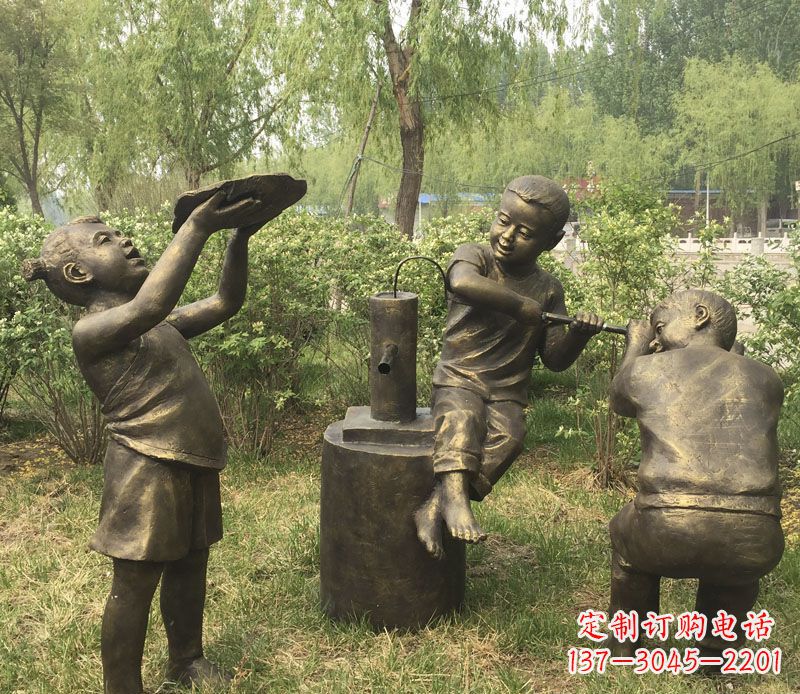温州艺术熊孩子,活泼可爱的儿童雕塑