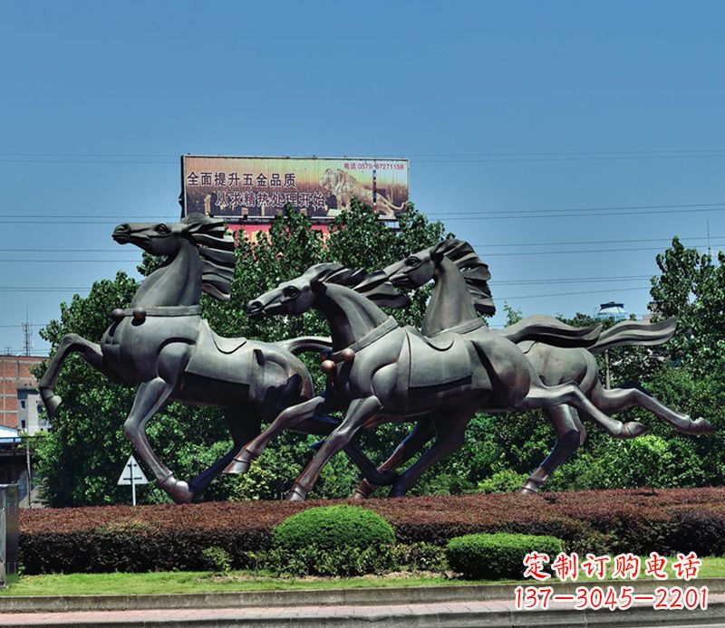 温州非凡运动,街边奔马铜雕塑
