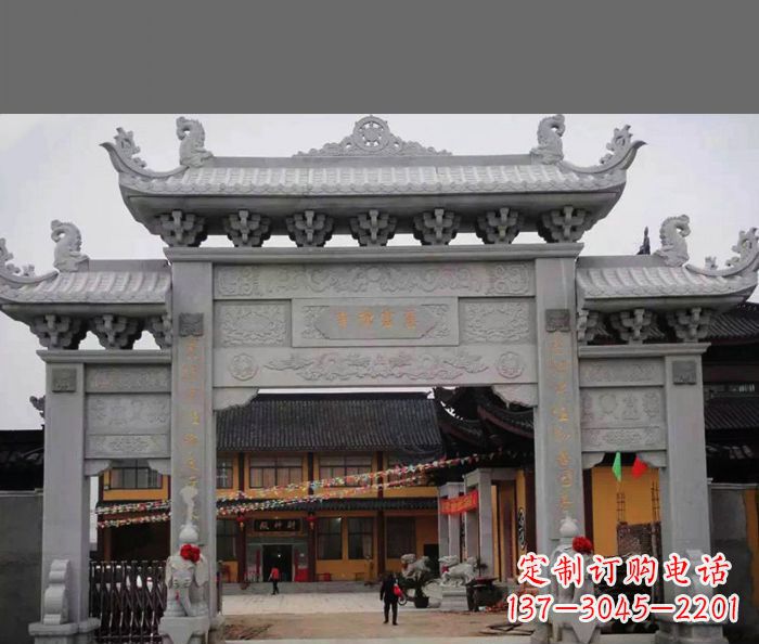 温州专业街边道路三门石牌坊雕塑制作