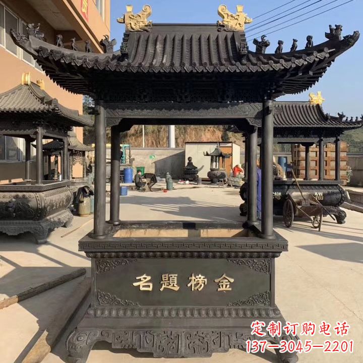 温州传承经典,精致细腻的九鼎香炉雕塑