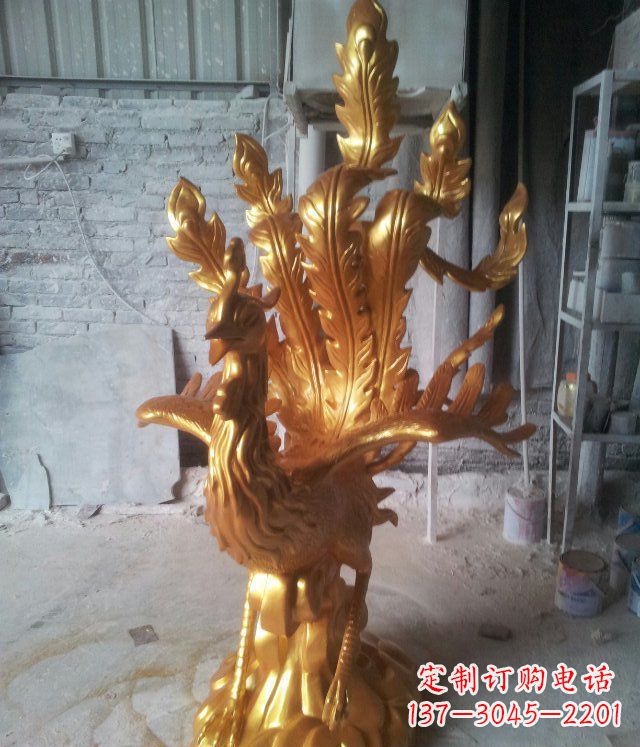 温州金凤凰玻璃钢仿铜动物雕塑─让美丽无限盛开