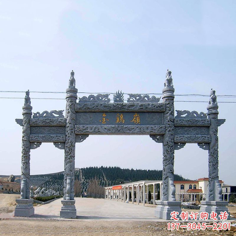 温州金鸡岭景区石雕牌坊特色雕塑定制