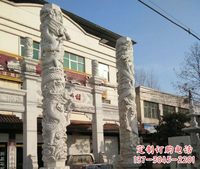 温州汇聚古灵神韵的大理石龙柱雕塑
