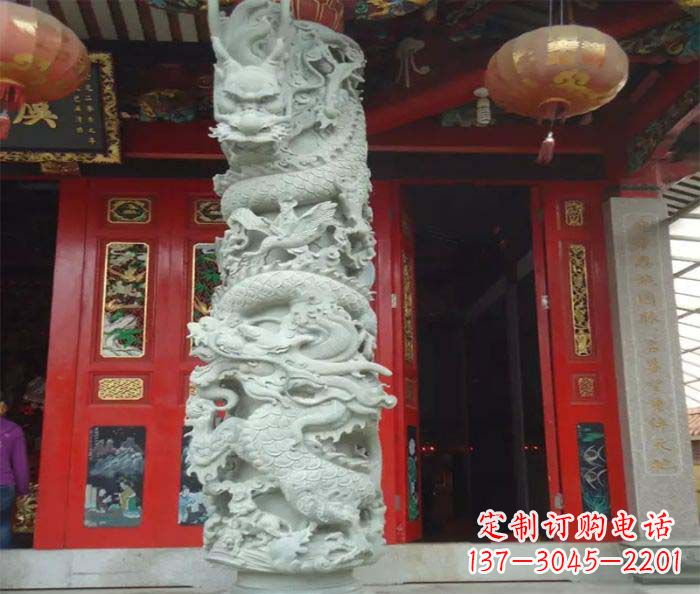 温州精美的大理石龙柱雕塑