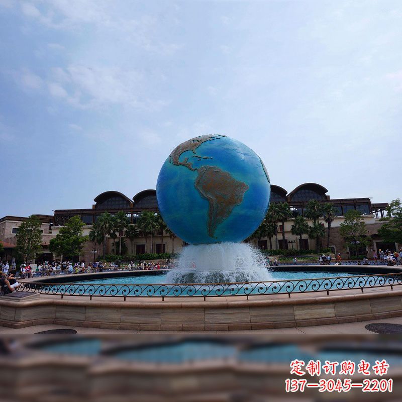 温州视觉奇景,不锈钢水景喷泉地球仪雕塑