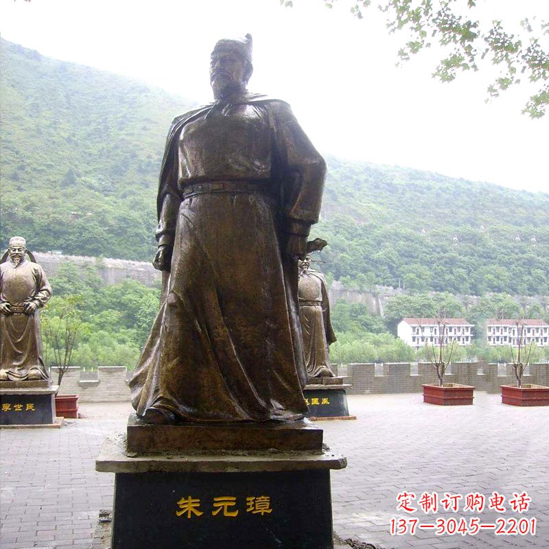 温州景区广场古代帝王明太祖朱元璋铜雕塑像