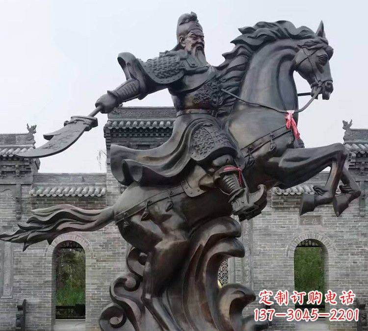 温州高贵雄浑的大型铜铸关公雕塑