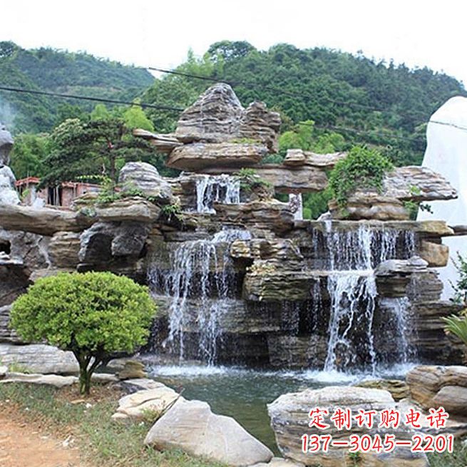 温州领雕塑让您的景区更精彩——奇石流水假山雕塑