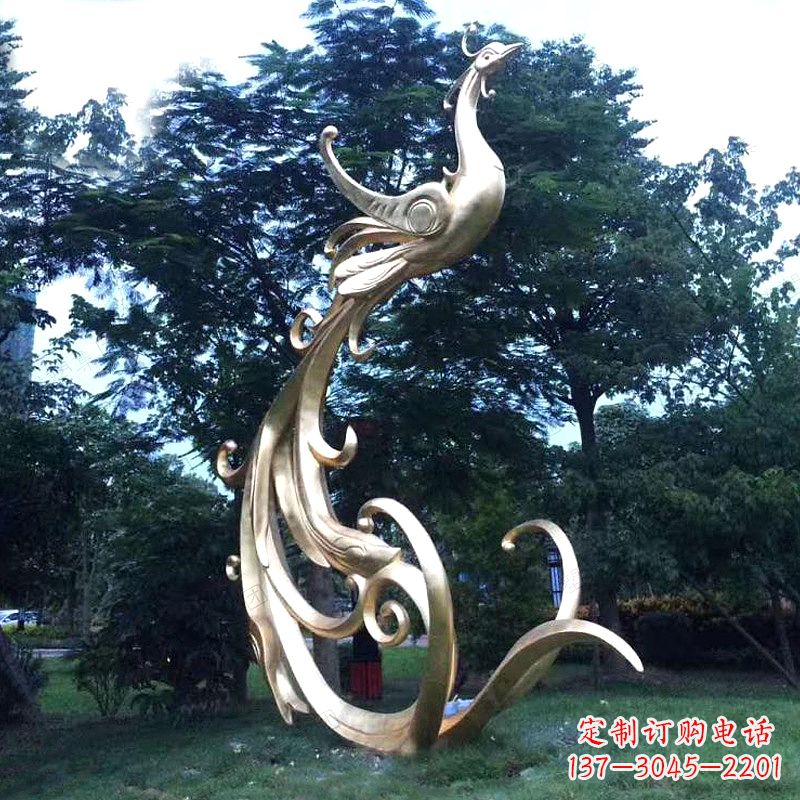 温州精美镜面不锈钢凤凰雕塑