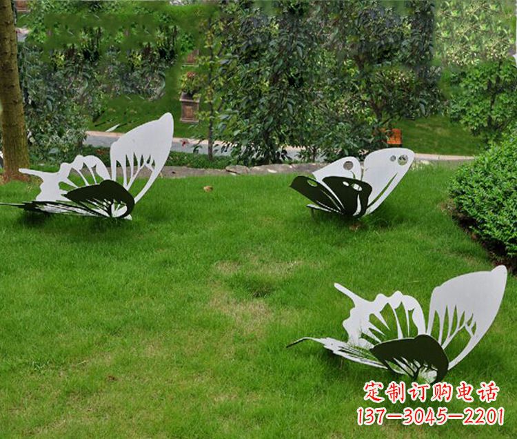 温州镜面不锈钢蝴蝶公园草坪动物雕塑摆件