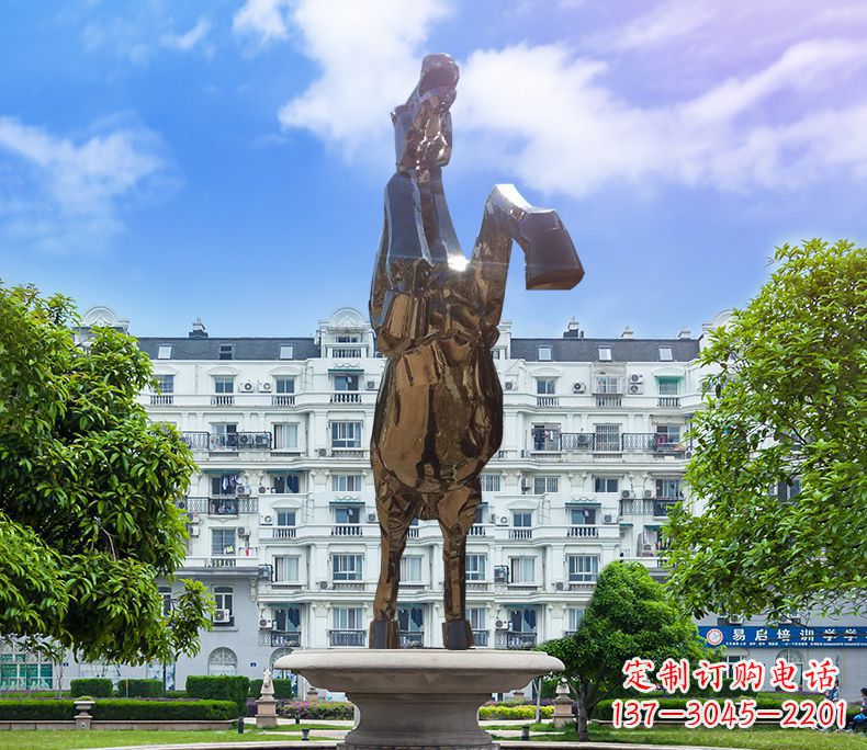 温州镜面城市经典不锈钢奔马塑像