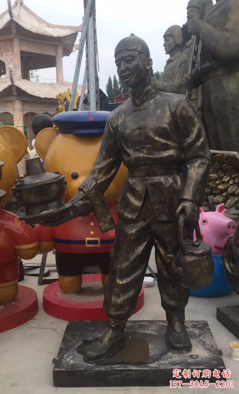 温州专业定制酒店店小二铜雕