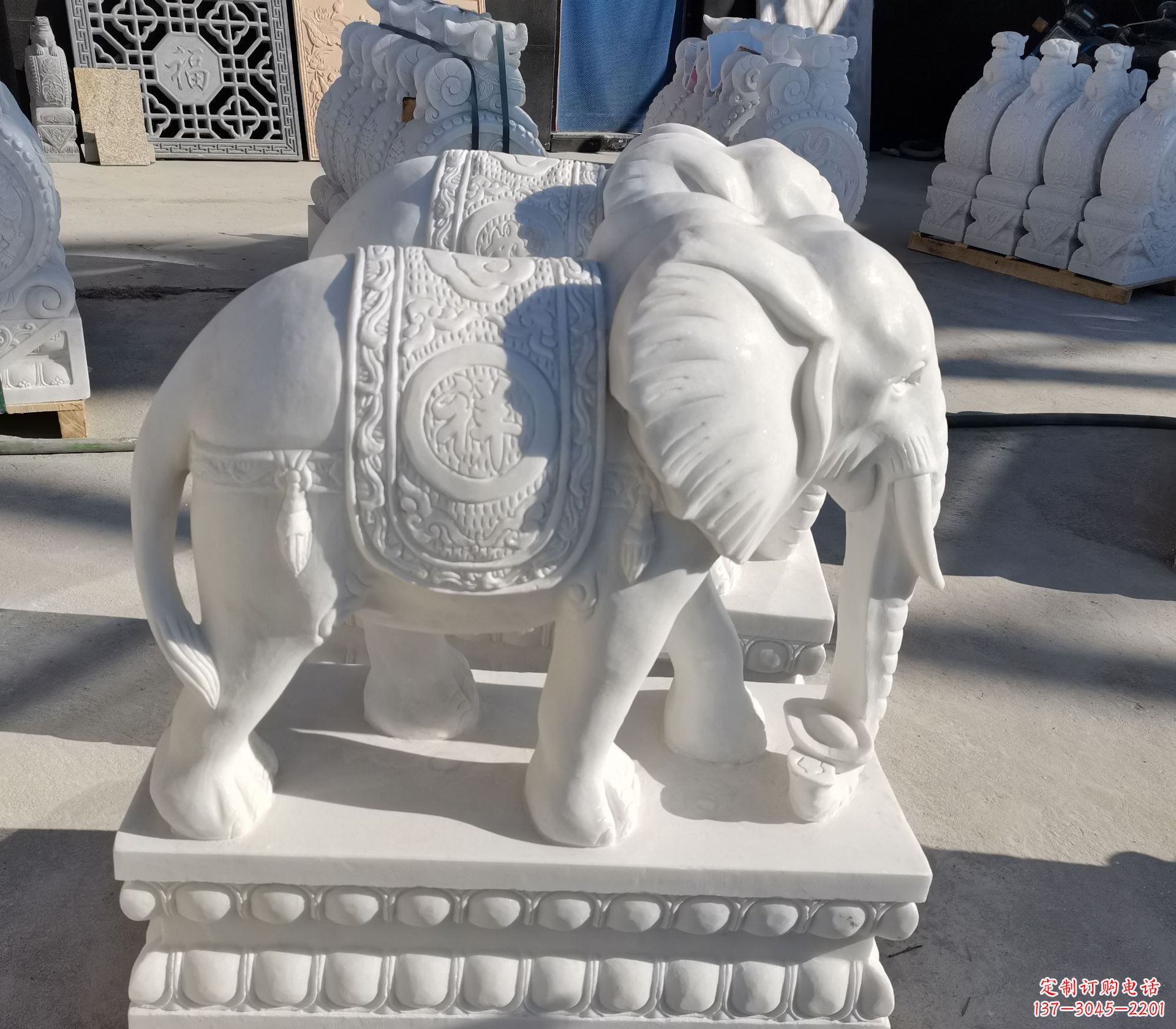 温州看门石雕大象,精致雕塑工艺的经典之作