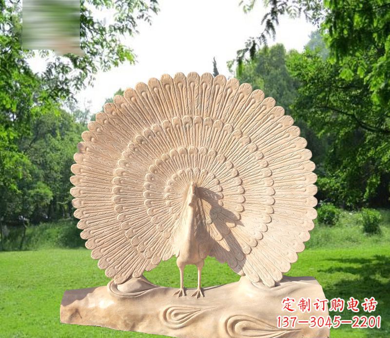 温州欣赏孔雀美感的石雕公园雕塑