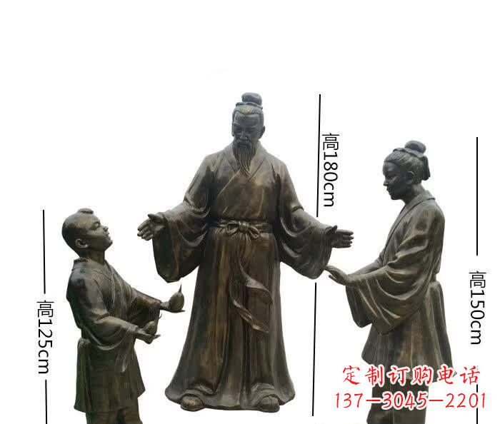 温州经典传承,孔融让梨人物铜雕