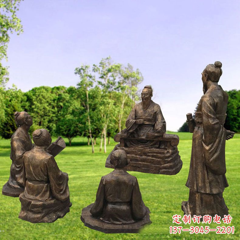 温州孔子玻璃钢仿铜人物雕塑