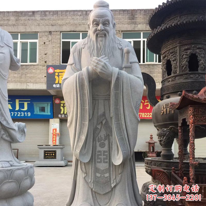 温州传承古典,精美绝伦的孔子石雕头像