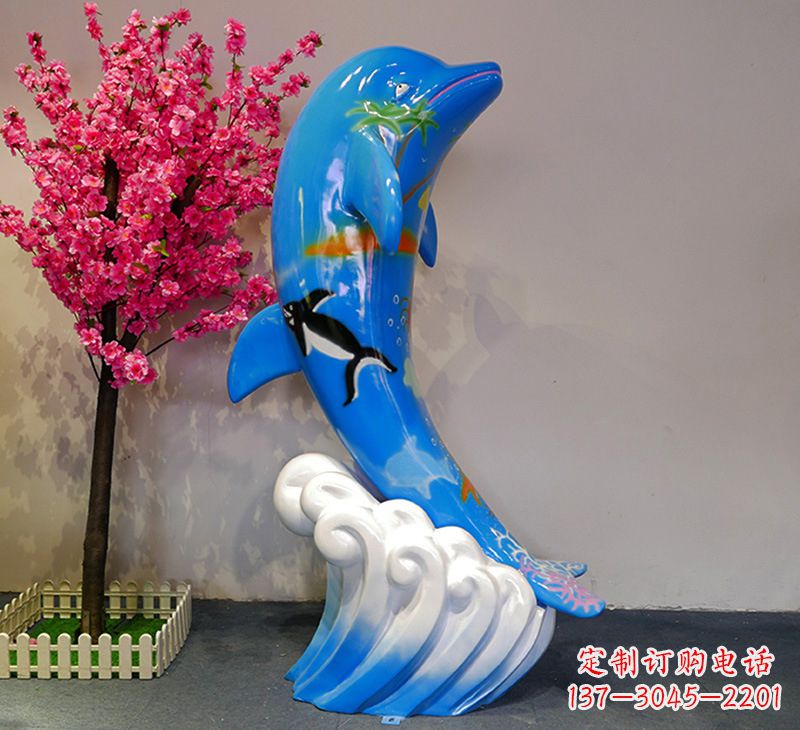 温州蓝色海豚彩绘雕塑，装点您的园林景观