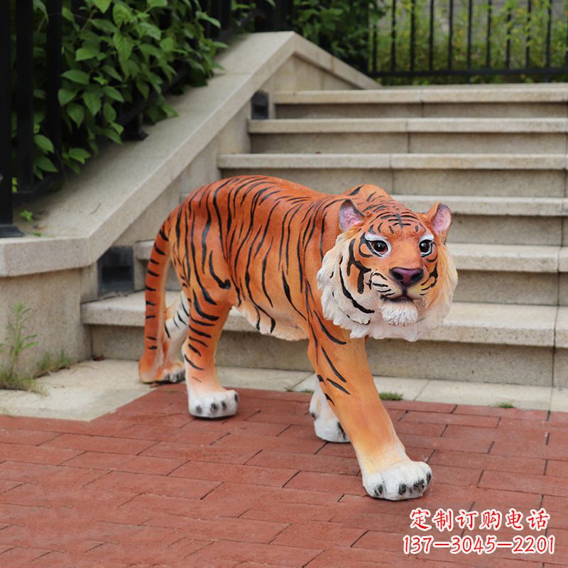 温州老虎玻璃钢仿雕塑—小区园林室外装饰品