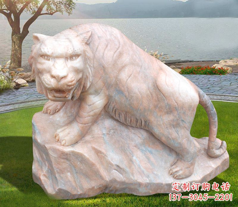 温州金灿灿的老虎石雕公园动物摆件