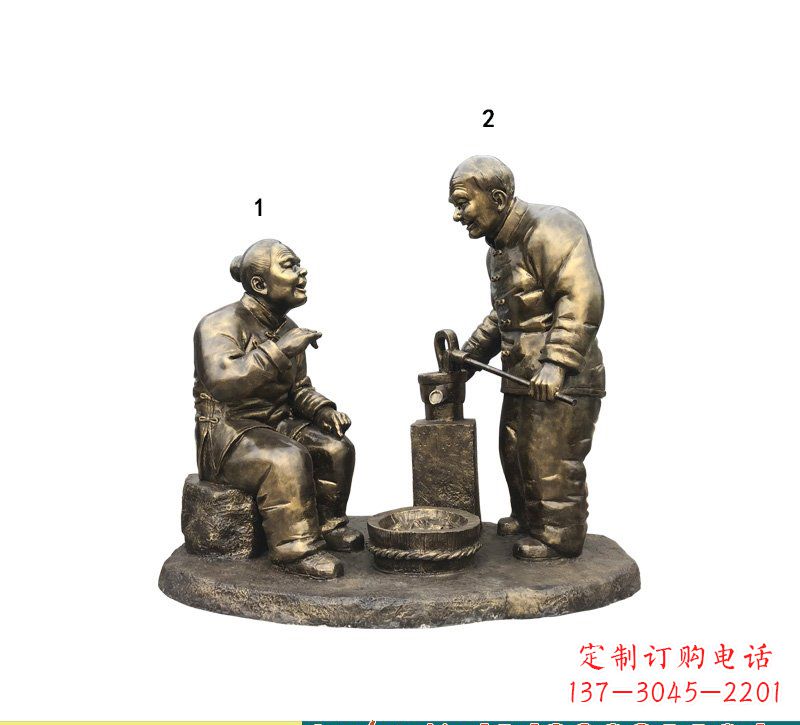温州质朴传神的老人铜雕