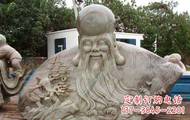 温州大型寿星胸像石雕,体现特定文化精神