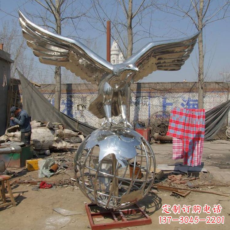 温州老鹰抓地球不锈钢景观雕塑