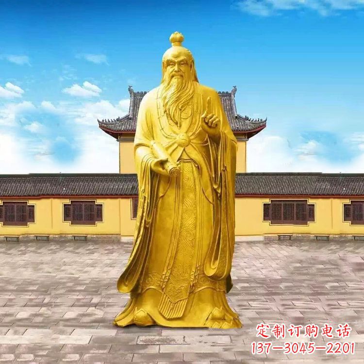 温州中领雕塑老子骑牛石雕
