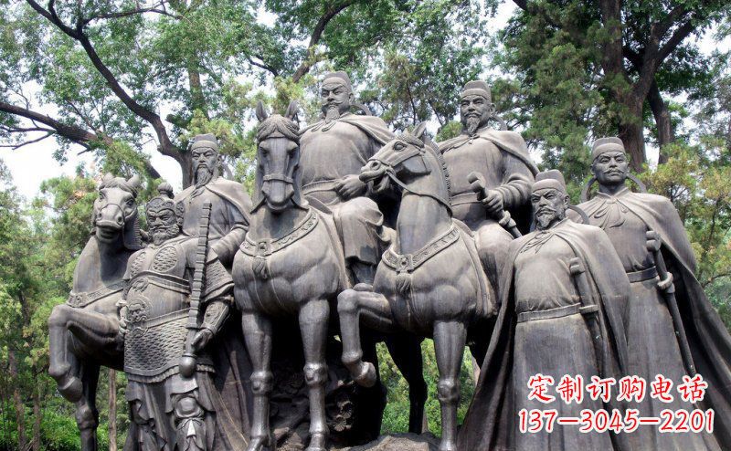 温州李世民领兵名人铜雕,永久流传霸业辉煌