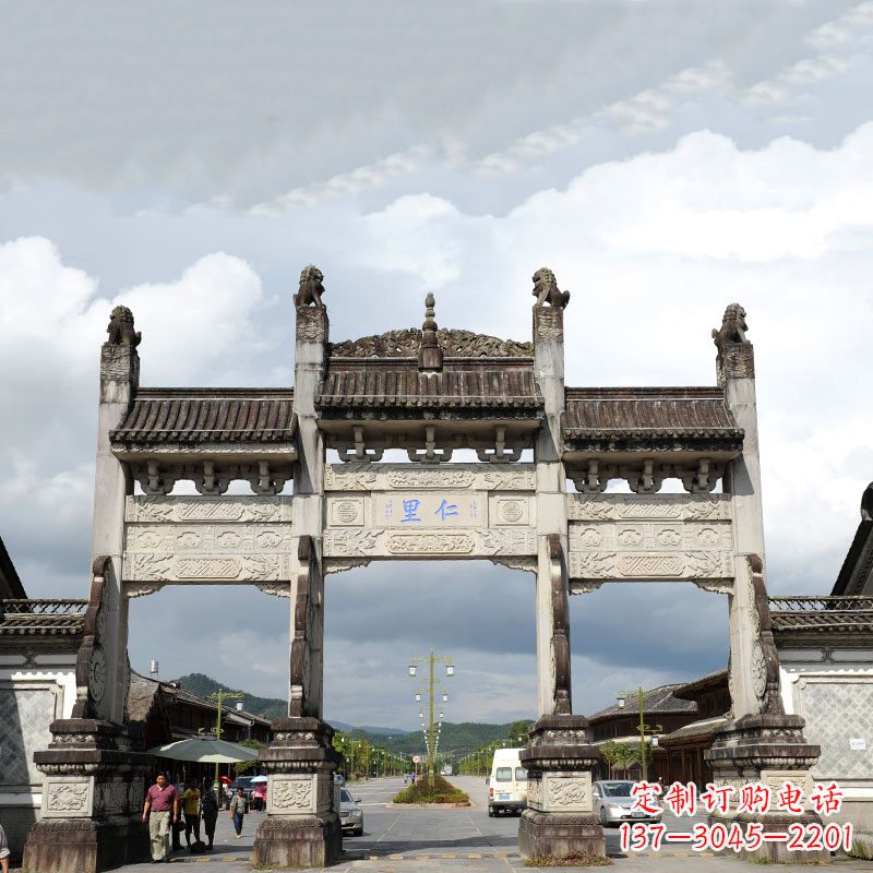 温州精致古典风格的牌楼雕塑