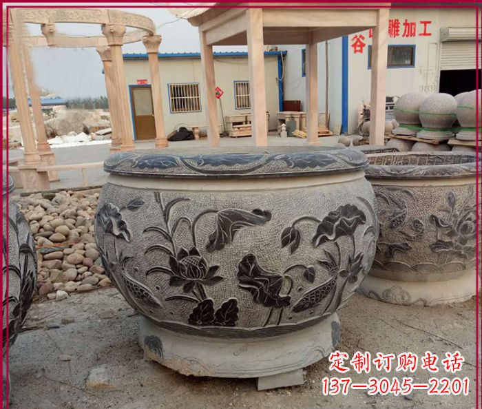 温州中领雕塑:传承经典,水缸雕塑仿古圆水缸