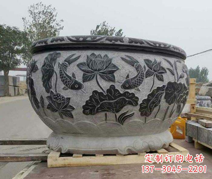 温州中领雕塑出品,精致仿古圆水缸雕塑