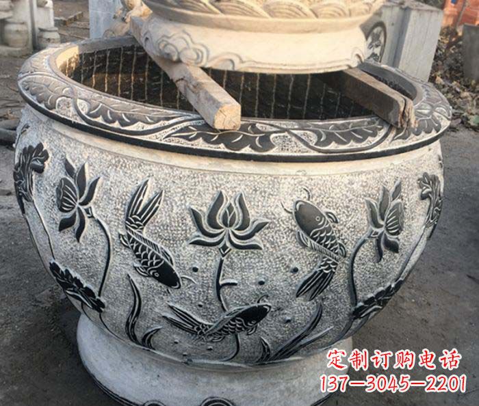 温州中领雕塑-仿古圆水缸雕塑