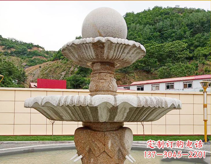 温州精致莲花石雕喷泉,添点艺术气息