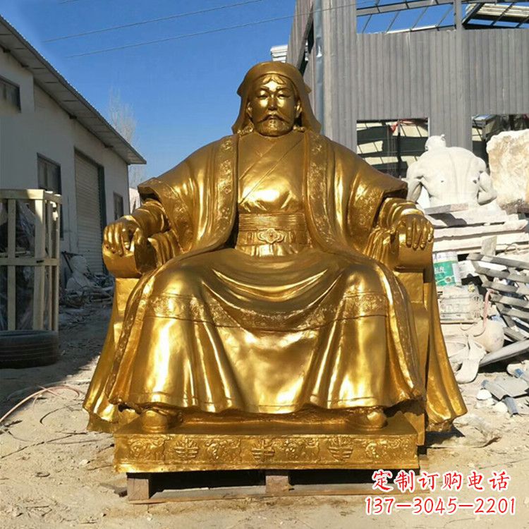温州精美鎏金成吉思汗雕像,铸就历史精神