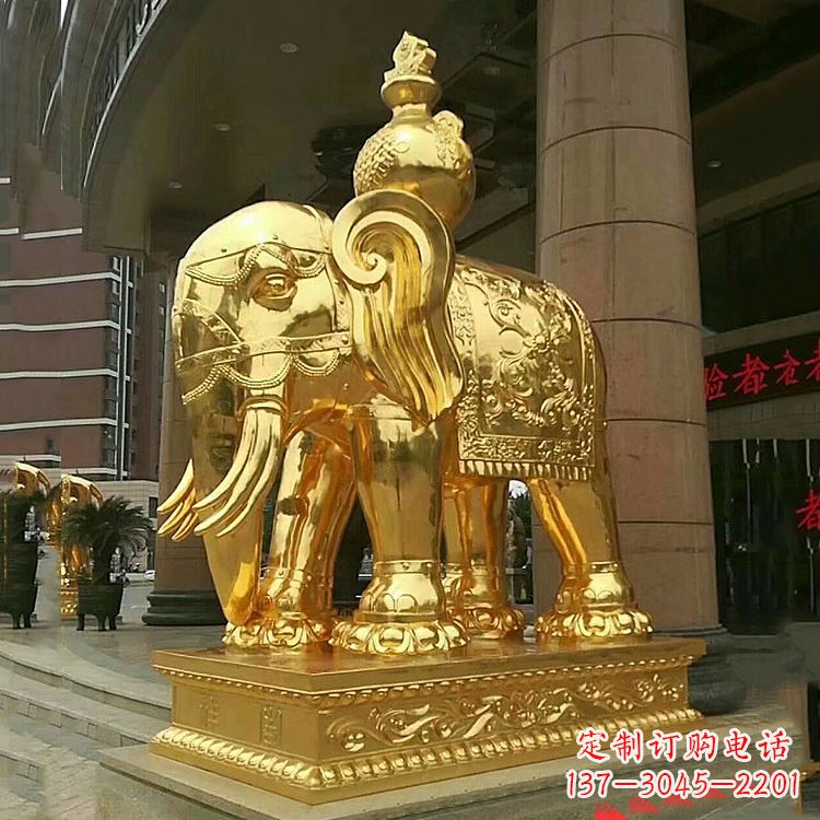 温州鎏金大门大象铜雕,招财辟邪吉祥动物雕塑