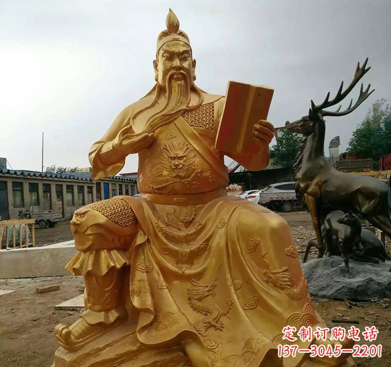 温州鎏金关公铜雕塑,历久弥新