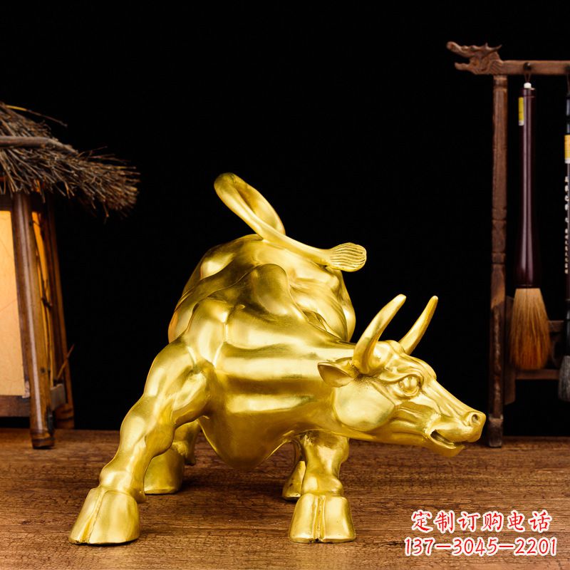 温州鎏金华尔街铜牛生肖动物雕塑
