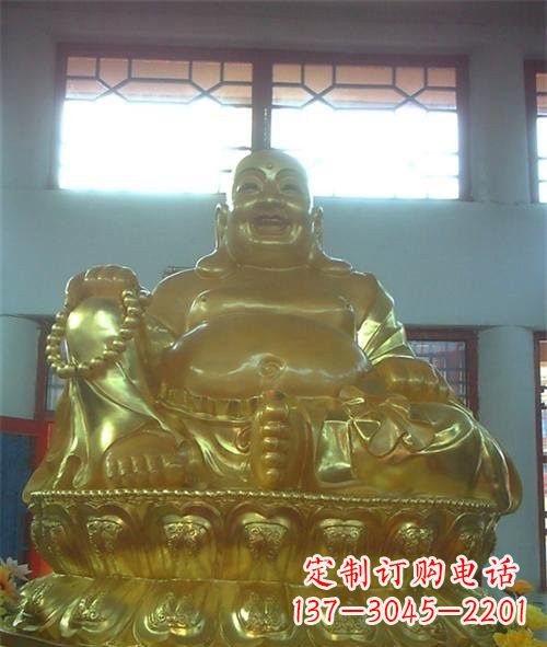 温州传统工艺制作鎏金弥勒佛像